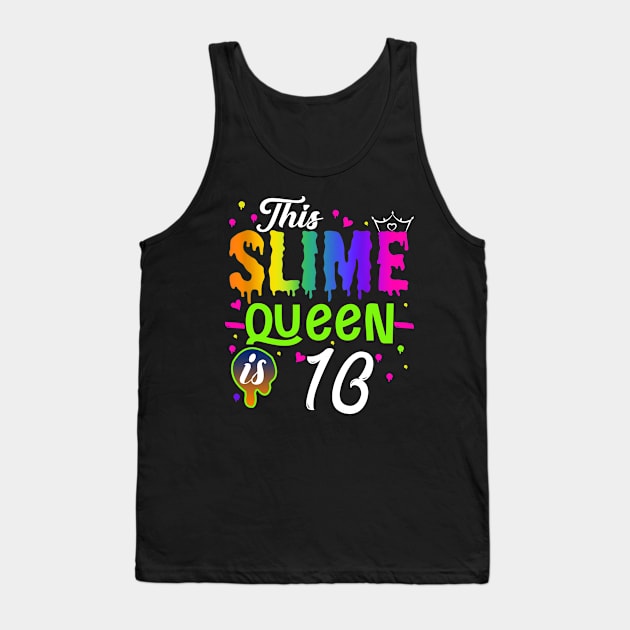 Kids This Slime Queen Is 10 Girl 10th Birthday Party Squad Outfit Tank Top by The Design Catalyst